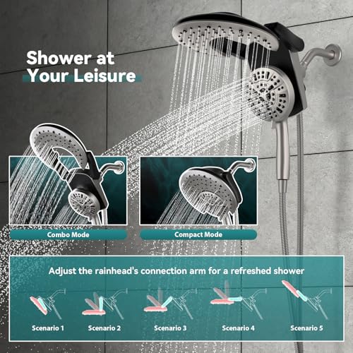 Foldable Rainfall Shower Head 9 Spray Settings