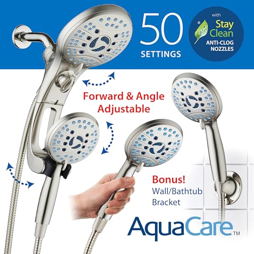 AquaCare 50 mode High Pressure Shower Head Combo with Arm & Dual Power Wash
