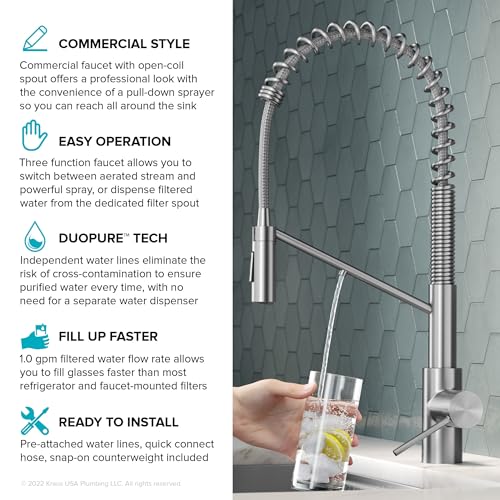 Oletto 2-in-1 Commercial Style Pull-Down Single Handle Water Filter Kitchen Faucet for Reverse Osmosis or Water Filtration System in Spot-Free Antique Champagne Bronze, KFF-2631SFACB