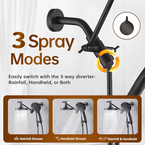 Rain Shower Head with Handheld Spray Built