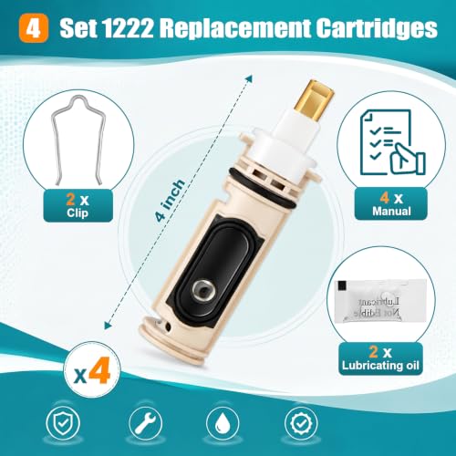 4 Pack 1222 Replacement Cartridge Compatible with Moen with Puller (4 Count)
