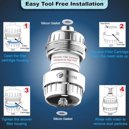 4-Pack 17-Stage Shower Filter Replacement Cartridges, Universal Fit for Most Shower Head filters, Hard Water Filter for Shower with Vitamin C Blocks Toxins (4 Count)