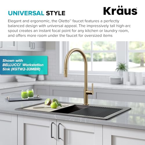 Champagne Bronze 20 in Pull Down Kitchen Faucet KPF