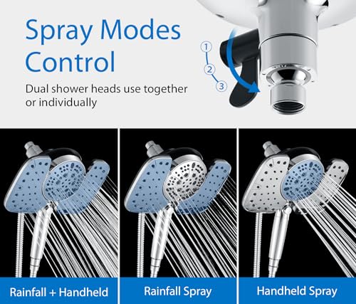 Rain Shower Head with Filtered Handheld Spray Combo Chrome 2.5 GPM