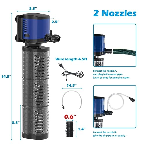 Fish Tank Filter Powerful 400GPH for 75