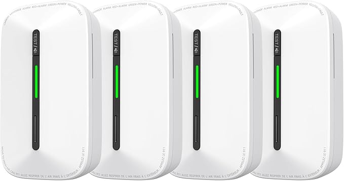 Carbon Monoxide Detectors Plug in,10 Year Replaceable Battery Operated Co Monitor Alarm,Plug and Play Co Detector,Portable Carbon Monoxide Detector for Home,Traval,RV,Hotel GS846A 4 Pack