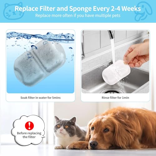 8 Set Dog Fountain Filter Replacement for 7L