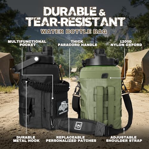 128oz 1 Gallon Tactical Water Bottle with MOLLE Bottle Pouch