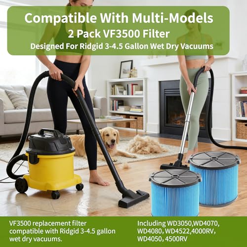 2 Pack Wet Dry Vac Filter VF3500 3 Layer Fine Filter