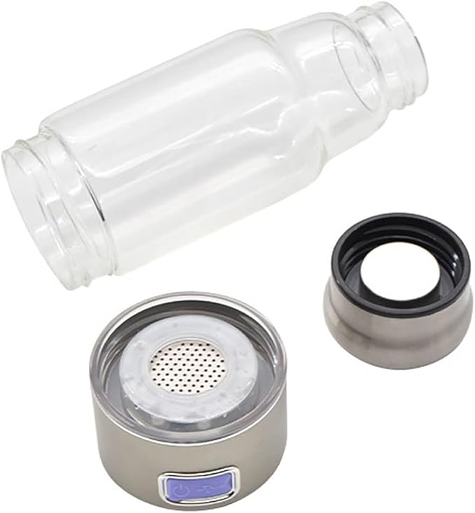 Hydrogen Alkaline Water Bottle Hydrogen Rich Water Generator Ionizer Energy Flask with USB Charging Portable High Concentration Hydrogen Water Glass Bottle for Hiking, Camping 350Ml