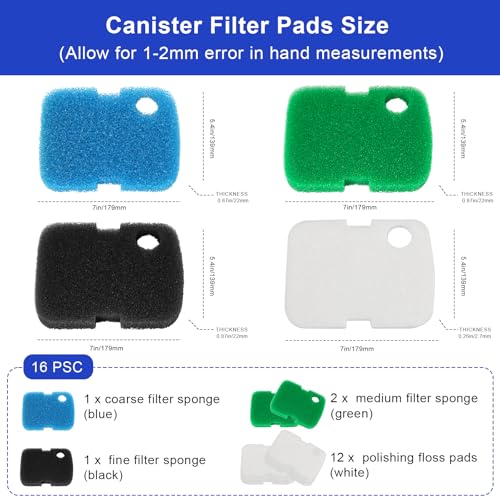 16 PCS Replacement Canister Filter Media Pad Compatible with Penn Plax Cascade 700 (16 Count)