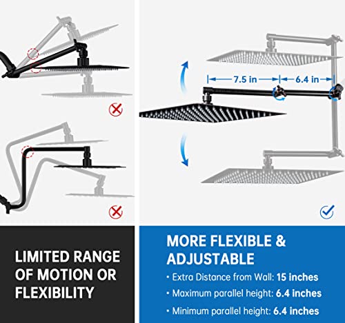 All Metal 12 Inches Rainfall Shower Head with Handheld Combo