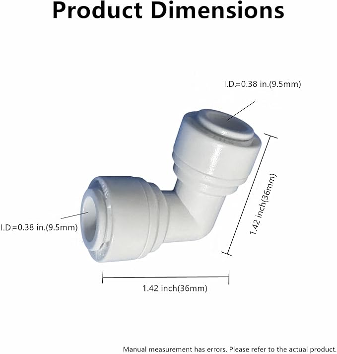 10 Pack 3/8 RO Tubing Elbow Connector 90 degree 3/8 Water Line Fittings Push to Connect Fittings for RO/DI Water Filter System/aquarium - AquaVibe