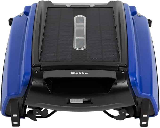 Betta SE Solar Powered Automatic Robotic Pool Surface Skimmer Cleaner with 24/7 Continuous Cleaning Battery Power and Re-Engineered Twin Salt Chlorine Tolerant Motors (Blue)