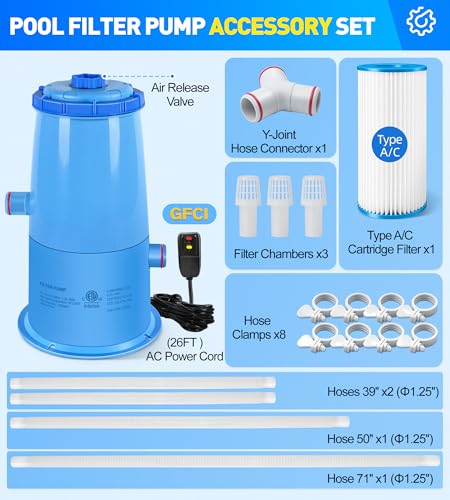 1000 GPH Pool Filter Pump for Above Ground Pools