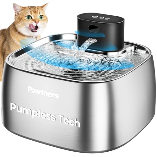 Pumpless Cat Water Fountain Stainless Steel 108oz