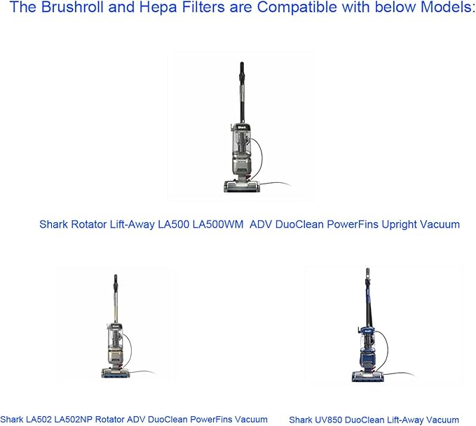 Brushroll & Hepa Foam Filters Compatible with Shark Rotator Duo Clean PowerFins LA500 LA500WM LA502 LA502NP Vacuum,Compares to Parts # 1483FC200 XHF320 & XFFK320 - AquaVibe
