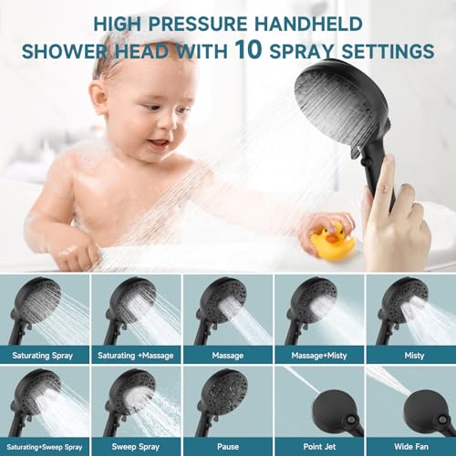 5" Filtered Handheld Shower Head with 10 Spray Modes