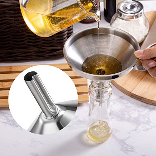 5 Inch Premium Stainless Steel Funnel with 200 Mesh Food Strainer