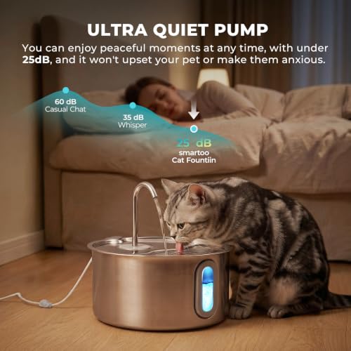 3.2L 108oz Stainless Steel Cat Water Fountain for Small Dogs