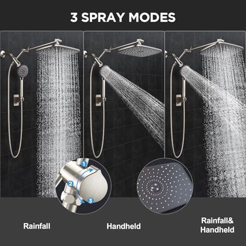 Brushed Nickel 11.8" Shower Head with Handheld