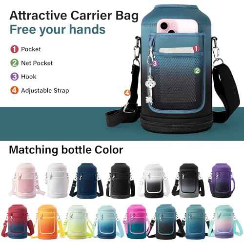 Insulated Water Bottle with Portable Carrier Bag for Outdoor 64 oz