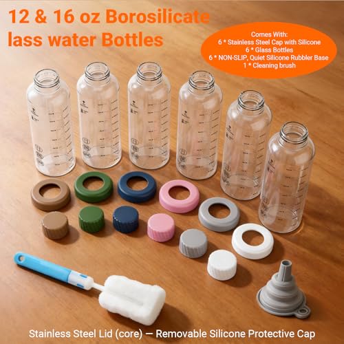 12 oz Glass Juice Bottles 6 Pack