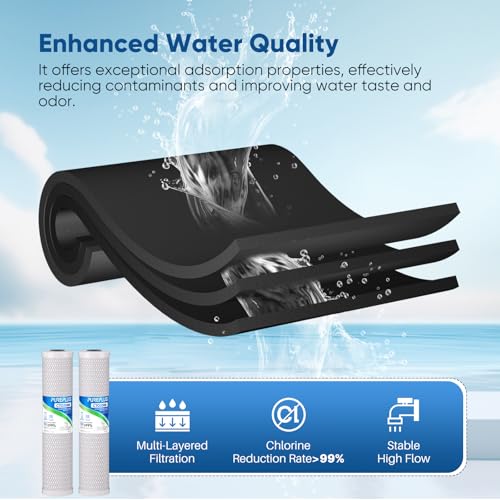 5 Micron 20" x 4.5" Whole House Coconut Shell Activated Carbon Water Filter Replacement Cartridge (2 Count)