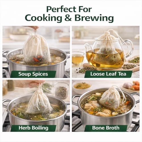 Organic Cotton Spice Bags with Drawstring (30 Count)