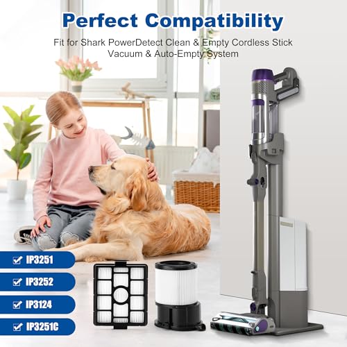 IP3251 IP3252 IP3124 HEPA Filter Replacement Compatible with Shark IP3251 Cordless PowerDetect Clean Empty Lightweight Stick Vacuum and Shark IP3251C PowerDetect Auto Empty System Dock (2 Count)