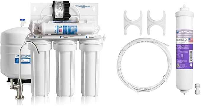 Ultimate RO-PERM Boosted Performance with Permeate Pump Ultra Safe Reverse Osmosis Drinking Water Filter System, for Low Pressure Homes | APEC Water Systems PHPLUSKIT-14 US MADE 10" Alkaline High Purity pH+ Calcium Carbonate Inline Filter Kit with 1/4"...