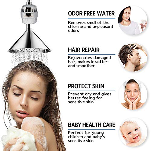 Shower Filter Replacement Cartridges for Hard Water 15 (4 Count)
