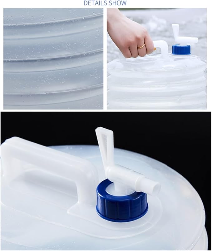 10L/15L Collapsible Water Container with Spigot, Foldable Portable Water Storage Jug, Leakproof Camping Water Carrier for Hiking, Backpacking, RV, Emergency, Outdoor Survival 2pcs
