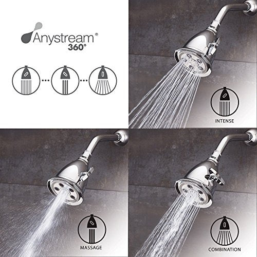 S-2005-HB-BC Hotel Anystream High Pressure 2.5 GPM Adjustable Shower Head, Brushed Chrome