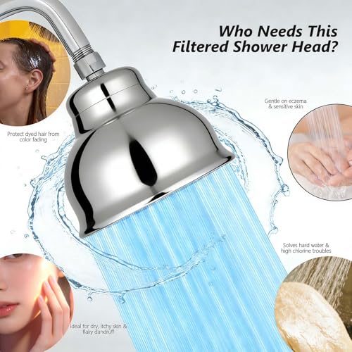 Metal Filter Shower Head for Hard Water Softener Shower Head with Water Shower Filter to Remove Chlorine and Harmful Substances