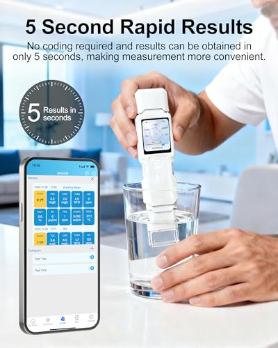 9-in-1 Smart Water Tester with APP Monitoring, Digital Water Test Kit for Turbidity, TDS, EC, Temp, Salt, GH, TOC, COD & UV275, Professional Water Tester for Drinking Water, Well, Tap & Outdoor