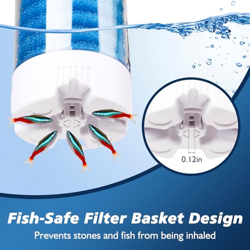 4-in-1 Mutilstage Aquarium Filter, 8W Bubble Oxygen for 40-70Gal