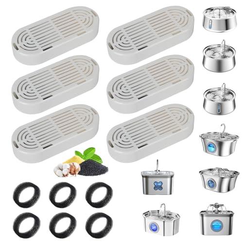 Cat Water Fountain Filter Replacement for Stainless Steel Pet Fountain (6 Count)