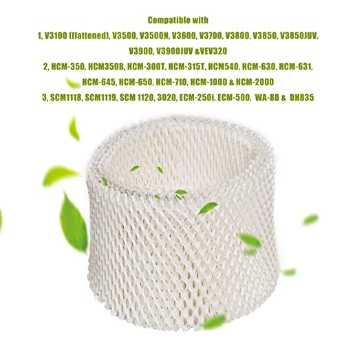 4Pack Replacement Humidifier Wick Filters Compatible with Kaz & Vicks 3020 V3100 V3500 V3600 V3800 V3900 Honeywell HCM