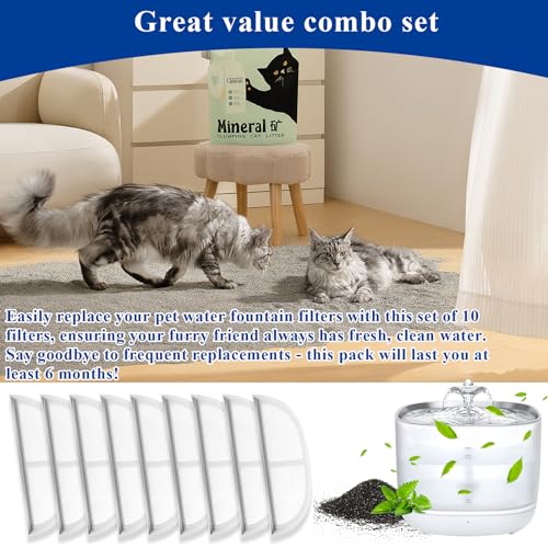 10 Pack Pet Water Fountain Filter Replacements Compatible with Eufy Pet Water Fountain