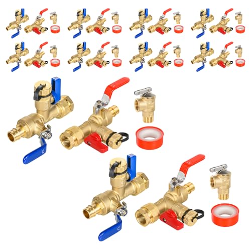 3 4 Inch GUOFIS IPS Tankless Water Heater Valve Kit with Pressure Relief Valve (10 Count)