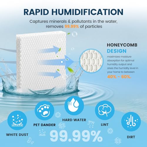 4 Pcs HFT600 Humidifier Wicking Filter T for Honeywell HEV615 HEV620 Series (4 Count)