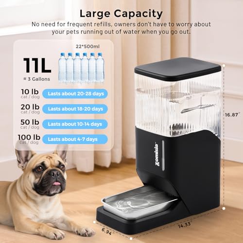 Automatic Dog Water Dispenser 11L with Stainless Steel Bowl