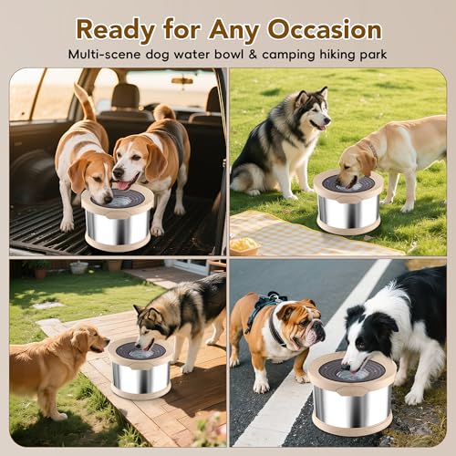 10L Dog Water Bowl No Spill Stainless Steel for Slow Drinking Beige