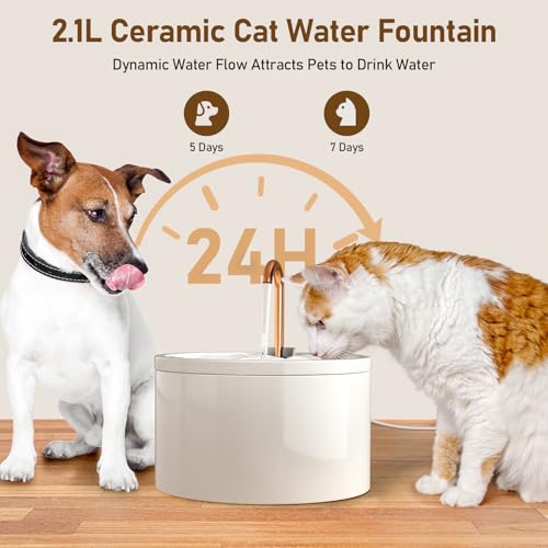 Ceramic Cat Water Fountain (71 Fl Oz)