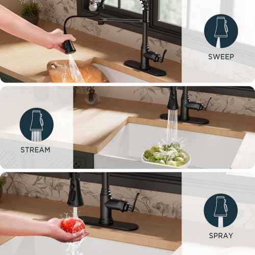 Rustic Black Kitchen Faucet with Pull Down Sprayer