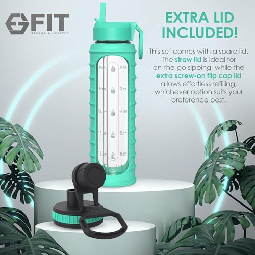 32 oz Glass Water Bottle with Time Marker