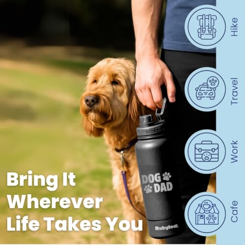 Dog Dad Water Bottle with Detachable Bowl for Dog Lovers
