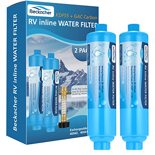 2 Pack Advanced RV Inline Water Filter with Flexible Hose Protector (2 Count)