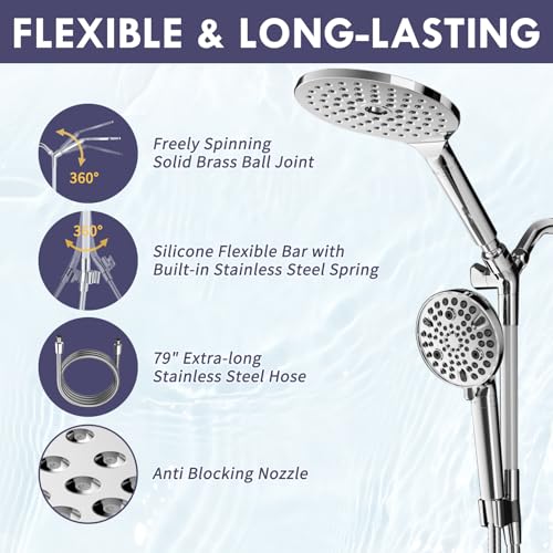 Chrome Filtered Dual Shower Head with Handheld Spray Combo